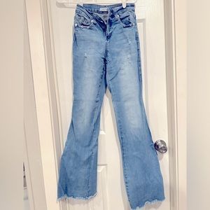 Western Blue, High Rise, Frayed Bell Bottoms